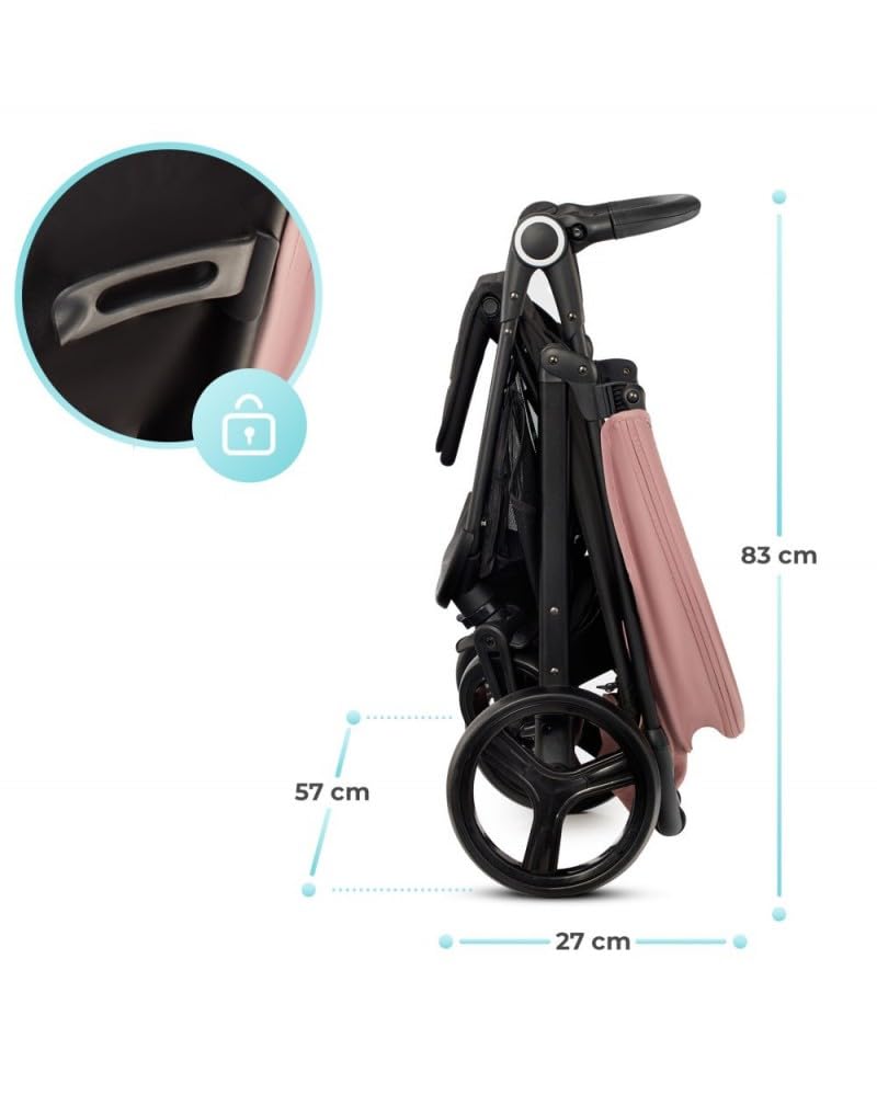 Kinderkraft GRANDE PLUS Kinderkraft buggy von Geburt bis 22 kg, Zusammenklappen mit einer Hand, Liegeposition, großes Verdeck mit Fenster, alle 4 Räder gedämpft, geräumige Sitz, Grau
