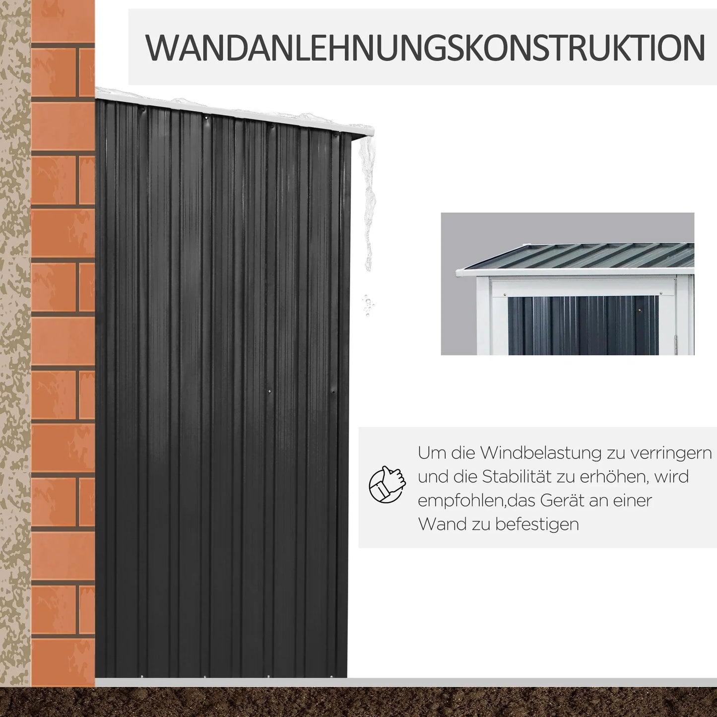 Outsunny Gerätehaus 142×84×189 cm Stahl Dunkelgrau