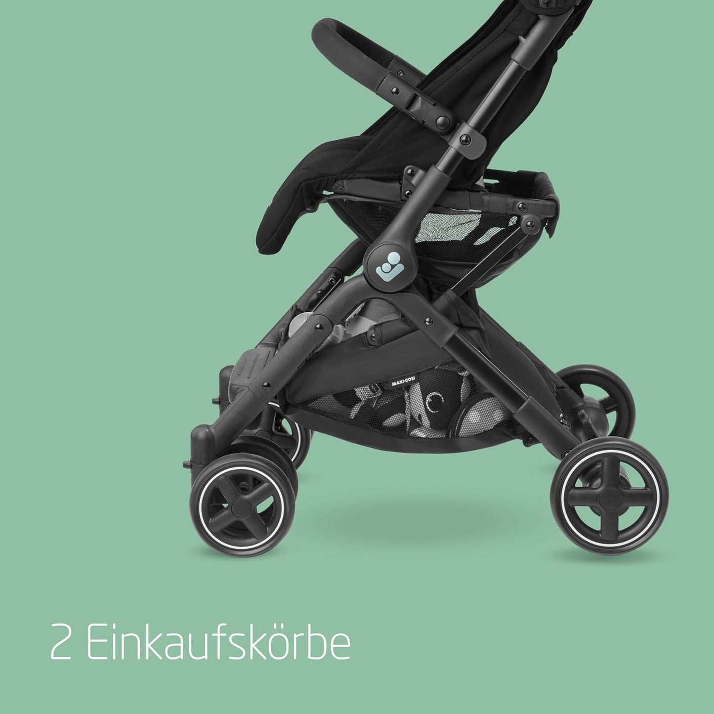 Maxi-Cosi Lara2 Baby Kinderwagen, 0–4 Jahre, 0–22 kg, federleichter, kompakter Buggy, 3 Liegepositionen, flache Liegeposition, klein zusammenklappbar, Schultergurt, Essential Graphite