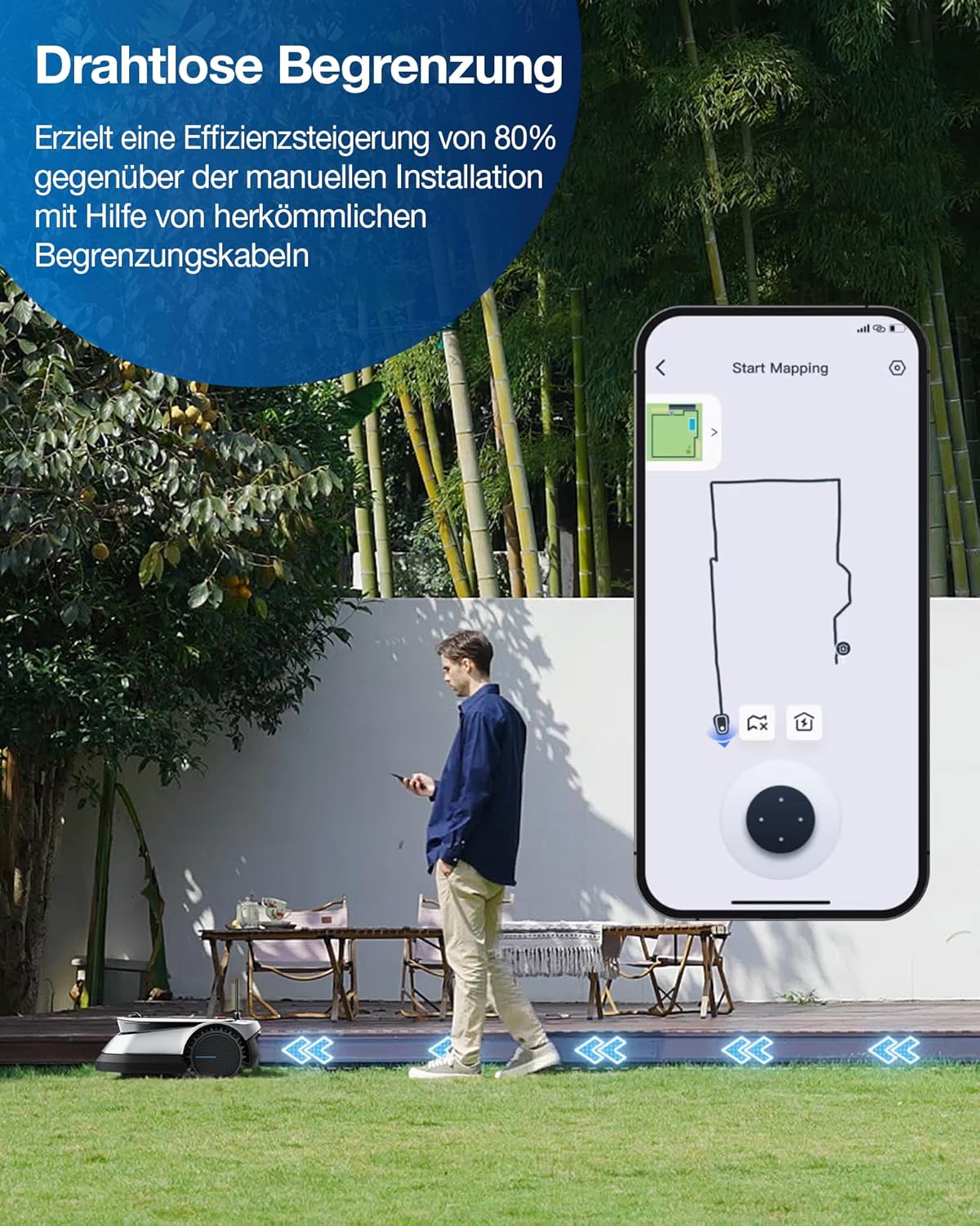 ECOVACS GOAT G1-800 Mhroboter ohne Begrenzungskabel 8003¡, Rasenmher Roboter mit TrueMapping-Multifusionslokalisierung, Hindernisvermeidung, 16-Zonen-Management, 45% Steigung, Videomanager