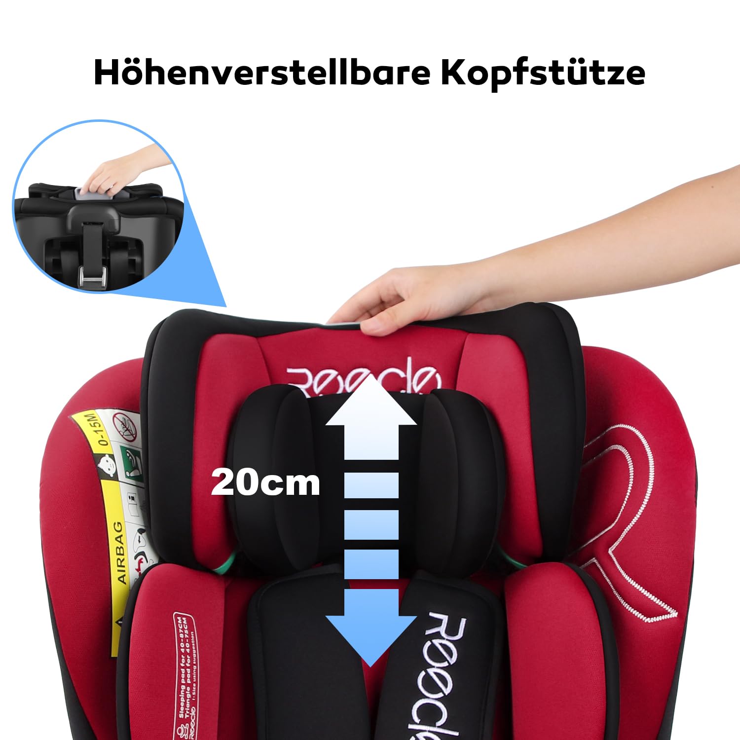 Reecle 360 Drehbar i-Size Kindersitz mit ISOFIX 40-150 cm (0-36 kg) Reboarder, ab Geburt -12 Jahre, ECE R129