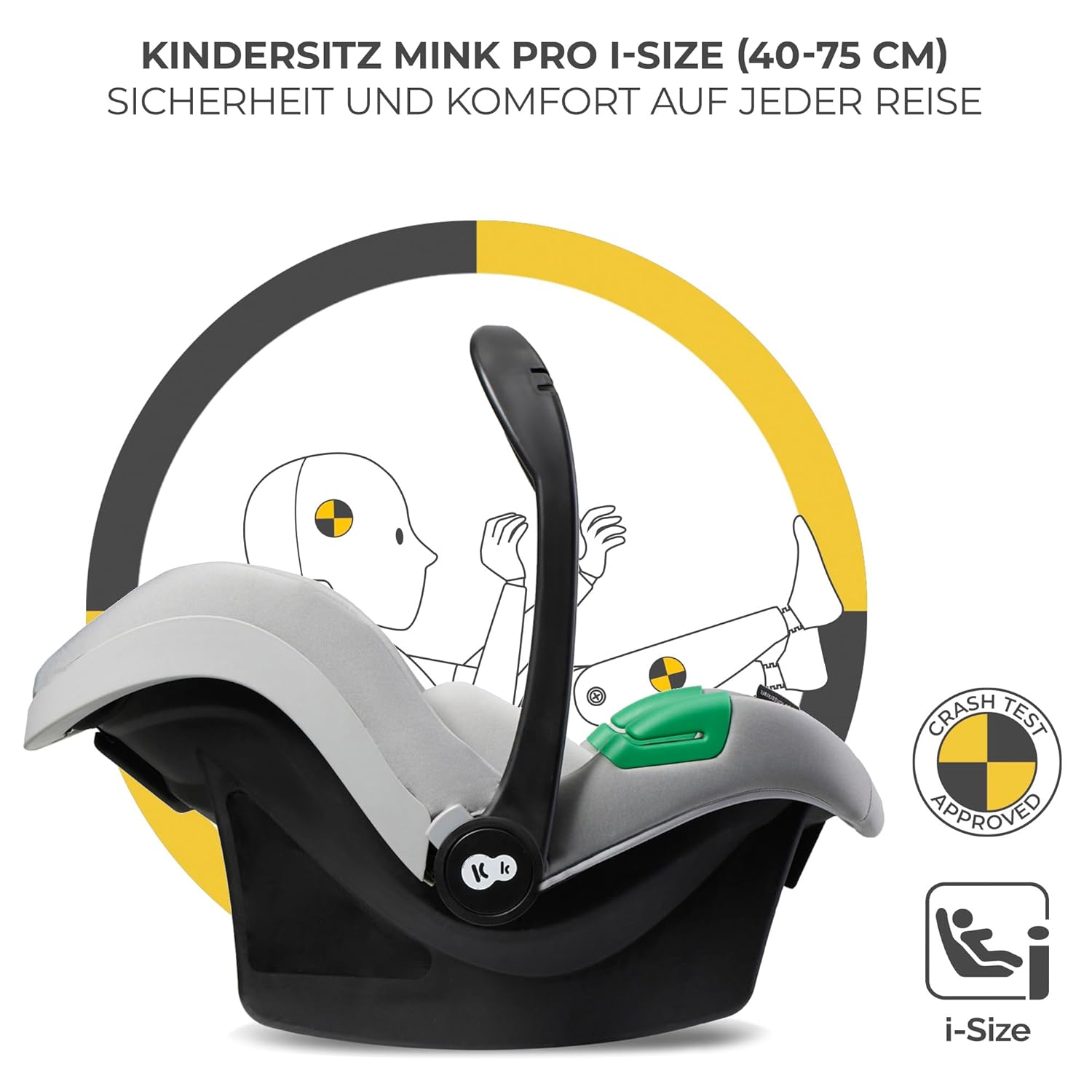 Kinderkraft MOOV2 AIR Kinderwagen 3 in 1 Kinderwagenset bis 26 kg mit Kindersitz I-SIZE 40-75 cm, Buggy Funktion, Liegeposition verstellbar, Große ausziehbare Verdeck, Aufblasbare Räder, Schwarz