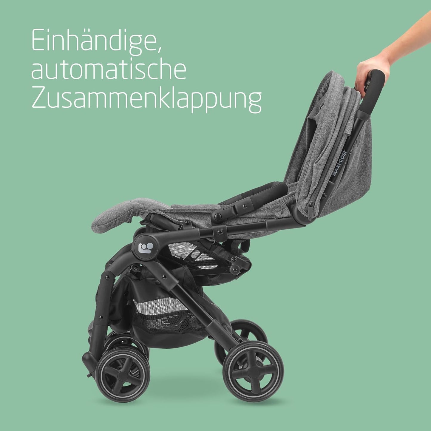 Maxi-Cosi Lara2 Baby Kinderwagen, 0–4 Jahre, 0–22 kg, federleichter, kompakter Buggy, 3 Liegepositionen, flache Liegeposition, klein zusammenklappbar, Schultergurt, Essential Graphite