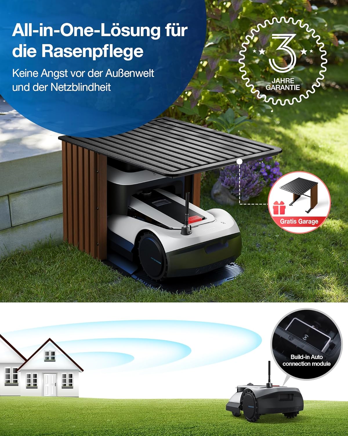 ECOVACS GOAT G1-800 Mhroboter ohne Begrenzungskabel 8003¡, Rasenmher Roboter mit TrueMapping-Multifusionslokalisierung, Hindernisvermeidung, 16-Zonen-Management, 45% Steigung, Videomanager