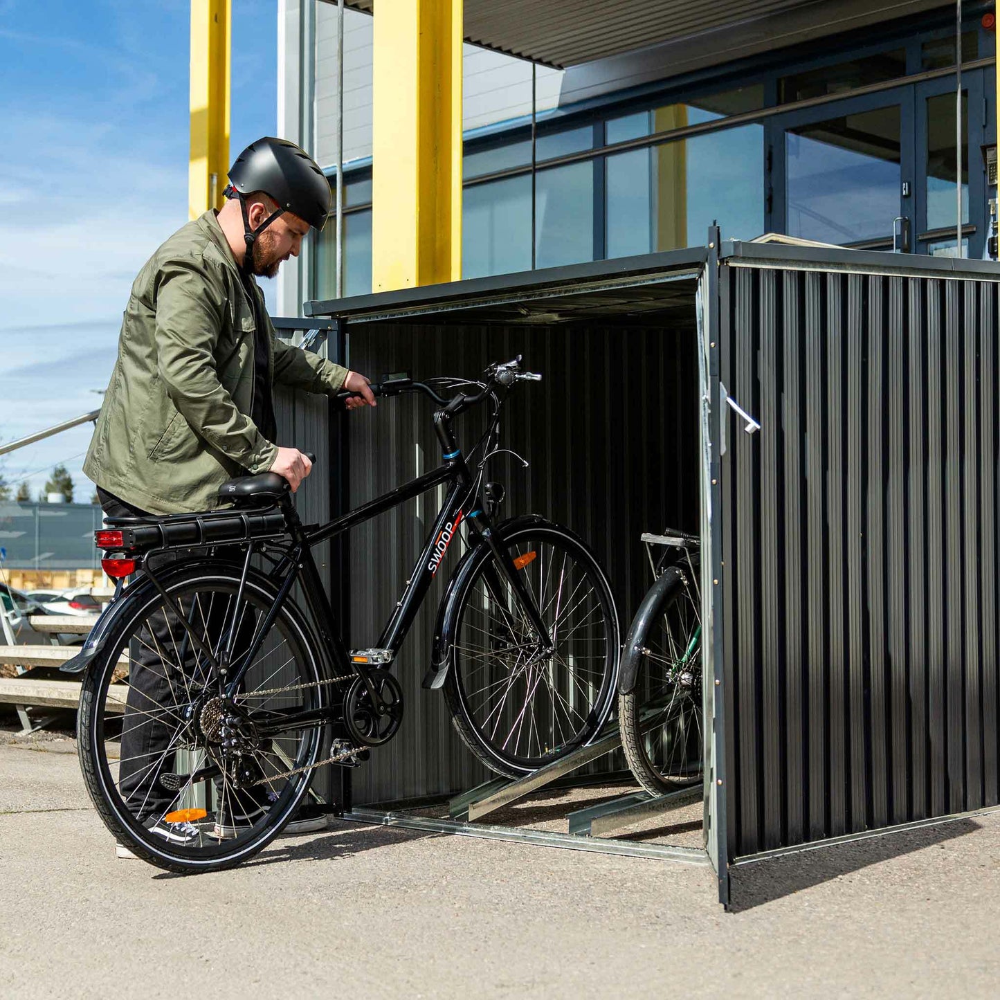 Fornorth Fahrradgarage für zwei Fahrräder 142x198x157cm, Dunkelgrau
