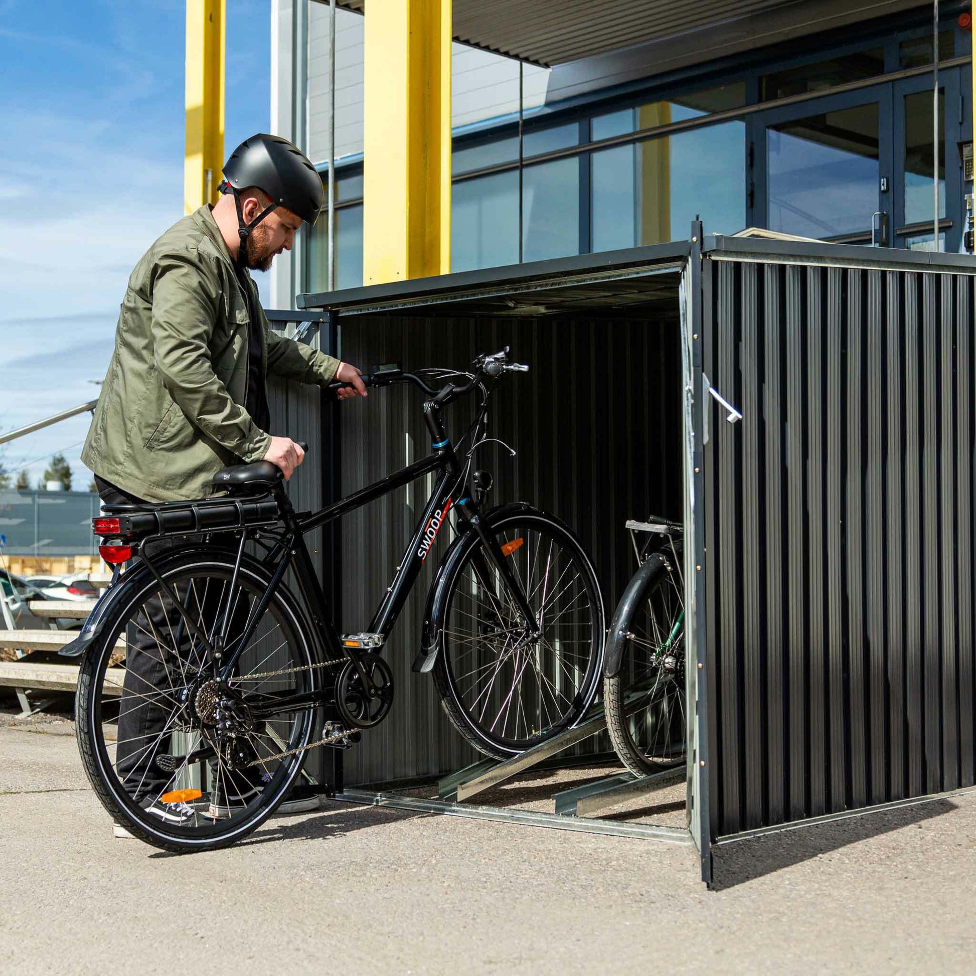 Fornorth Fahrradgarage für zwei Fahrräder 142x198x157cm, Dunkelgrau