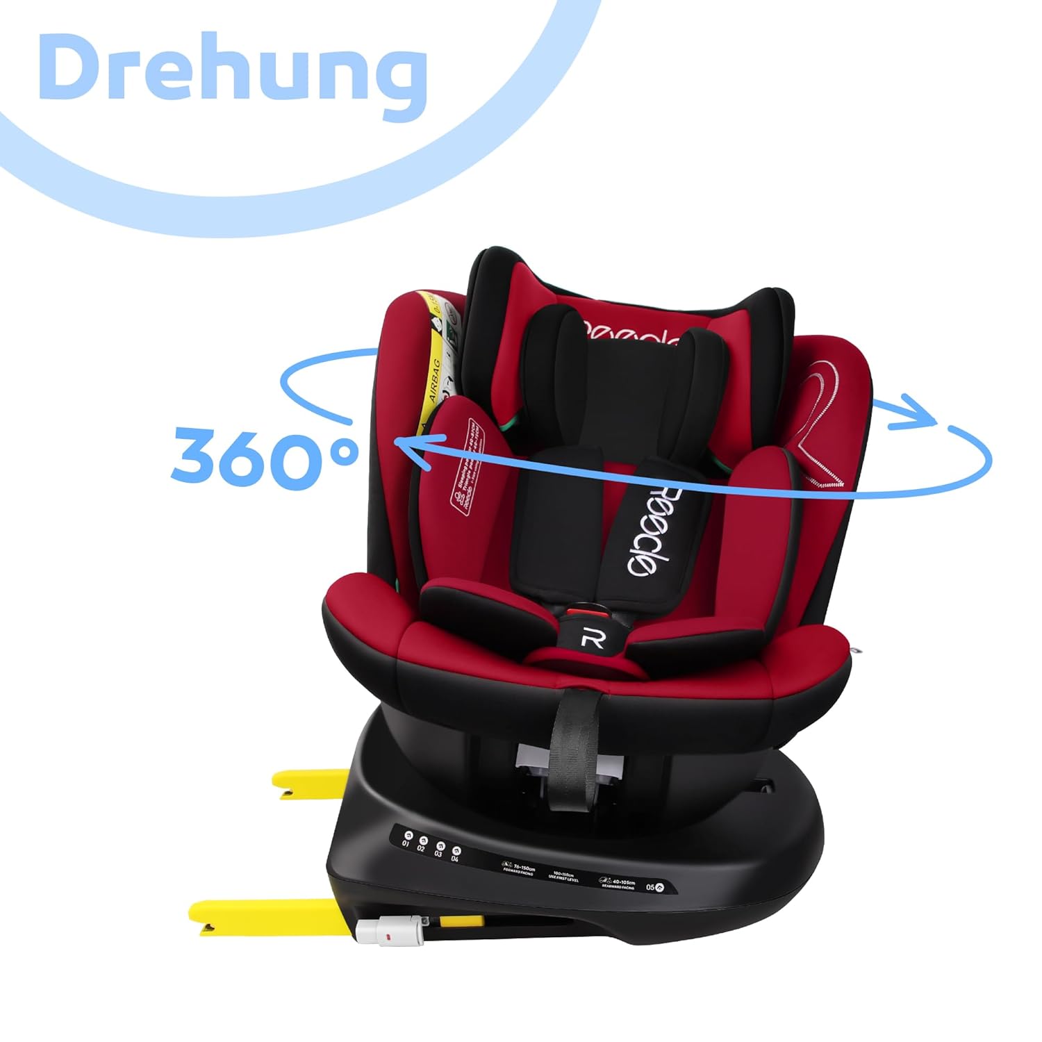 Reecle 360 Drehbar i-Size Kindersitz mit ISOFIX 40-150 cm (0-36 kg) Reboarder, ab Geburt -12 Jahre, ECE R129