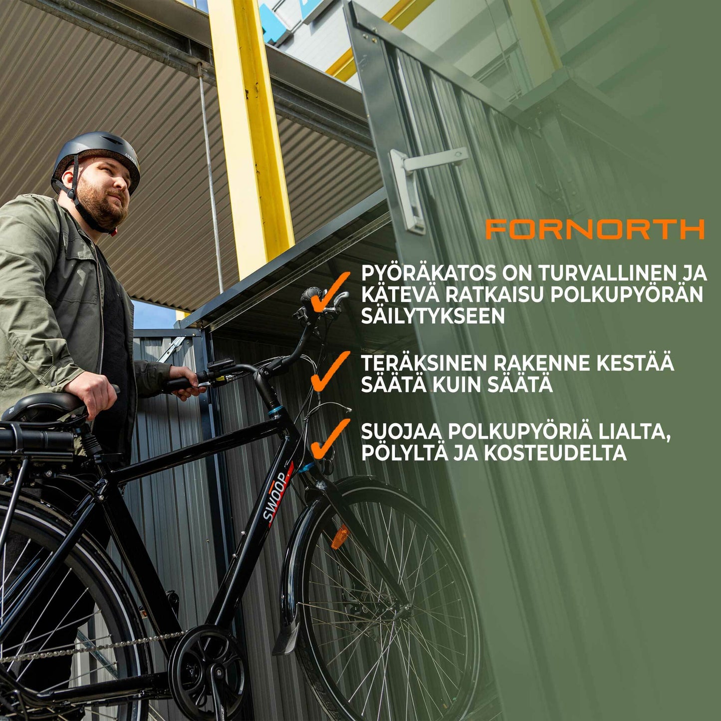 Fornorth Fahrradgarage für zwei Fahrräder 142x198x157cm, Dunkelgrau