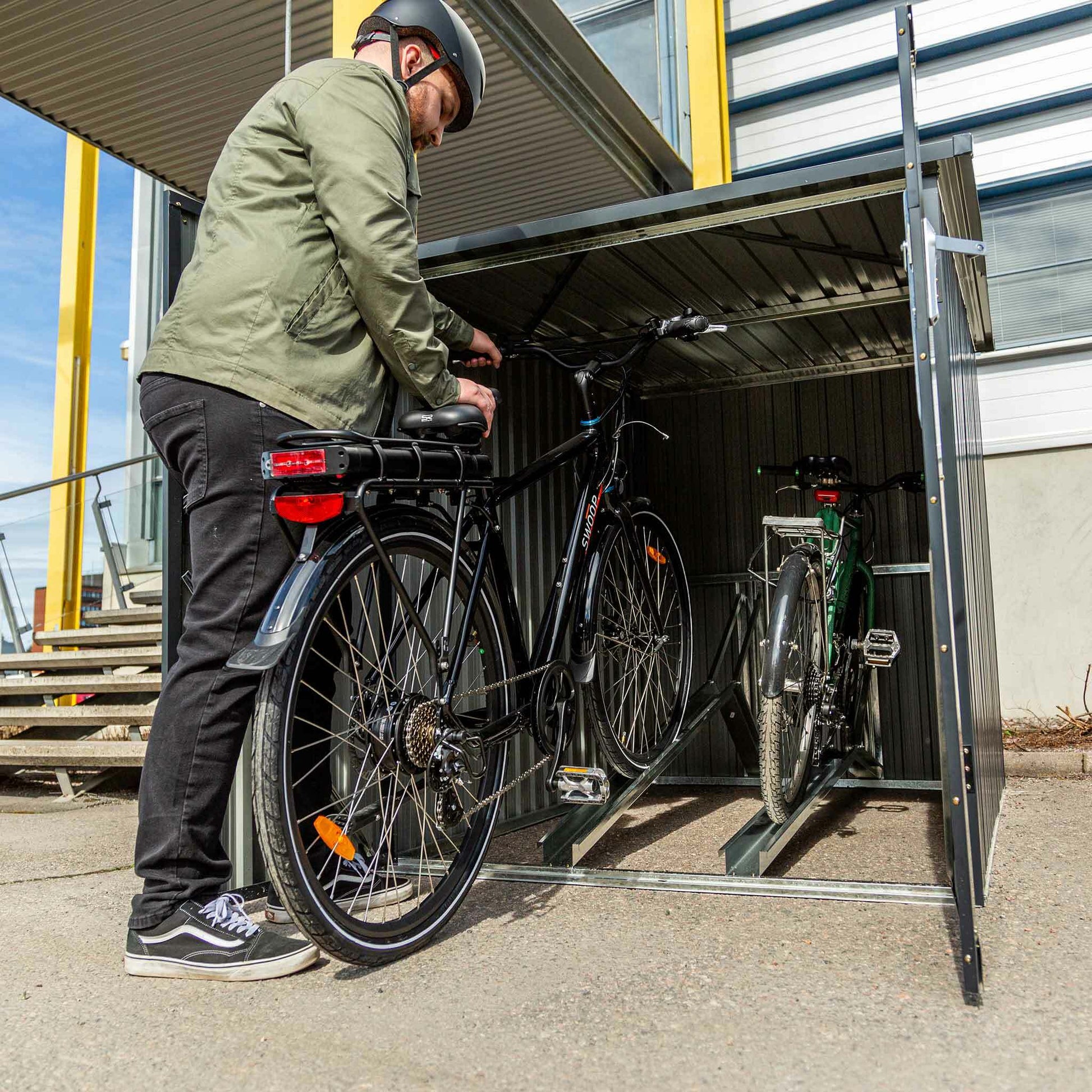 Fornorth Fahrradgarage für zwei Fahrräder 142x198x157cm, Dunkelgrau