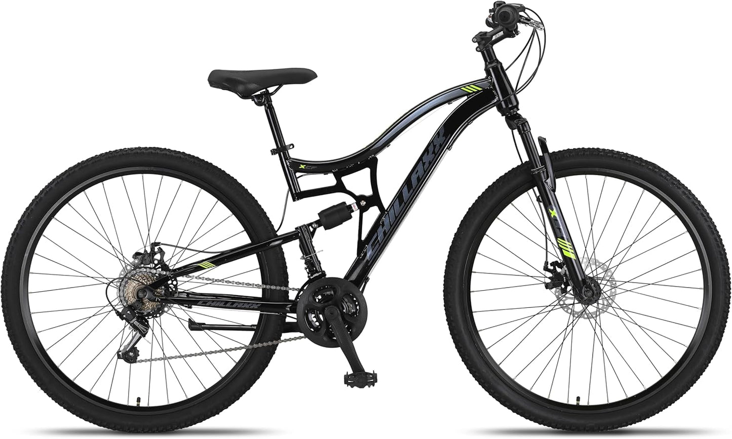 Chillaxx Bike Falcon Premium Mountainbike in 24,26,27.5 und 29 Zoll - Fahrrad für Jungen, Mädchen, Damen und Herren - Scheibenbremse- 21 Gang-Schaltung - Vollfederung