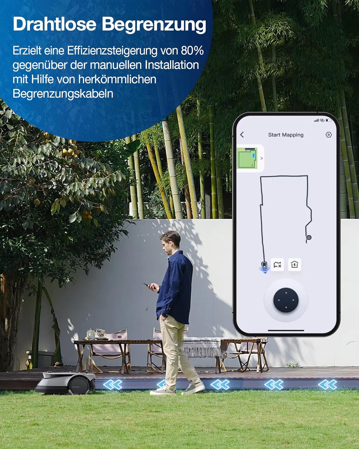 ECOVACS GOAT G1-800 Mhroboter ohne Begrenzungskabel 8003¡, Rasenmher Roboter mit TrueMapping-Multifusionslokalisierung, Hindernisvermeidung, 16-Zonen-Management, 45% Steigung, Videomanager