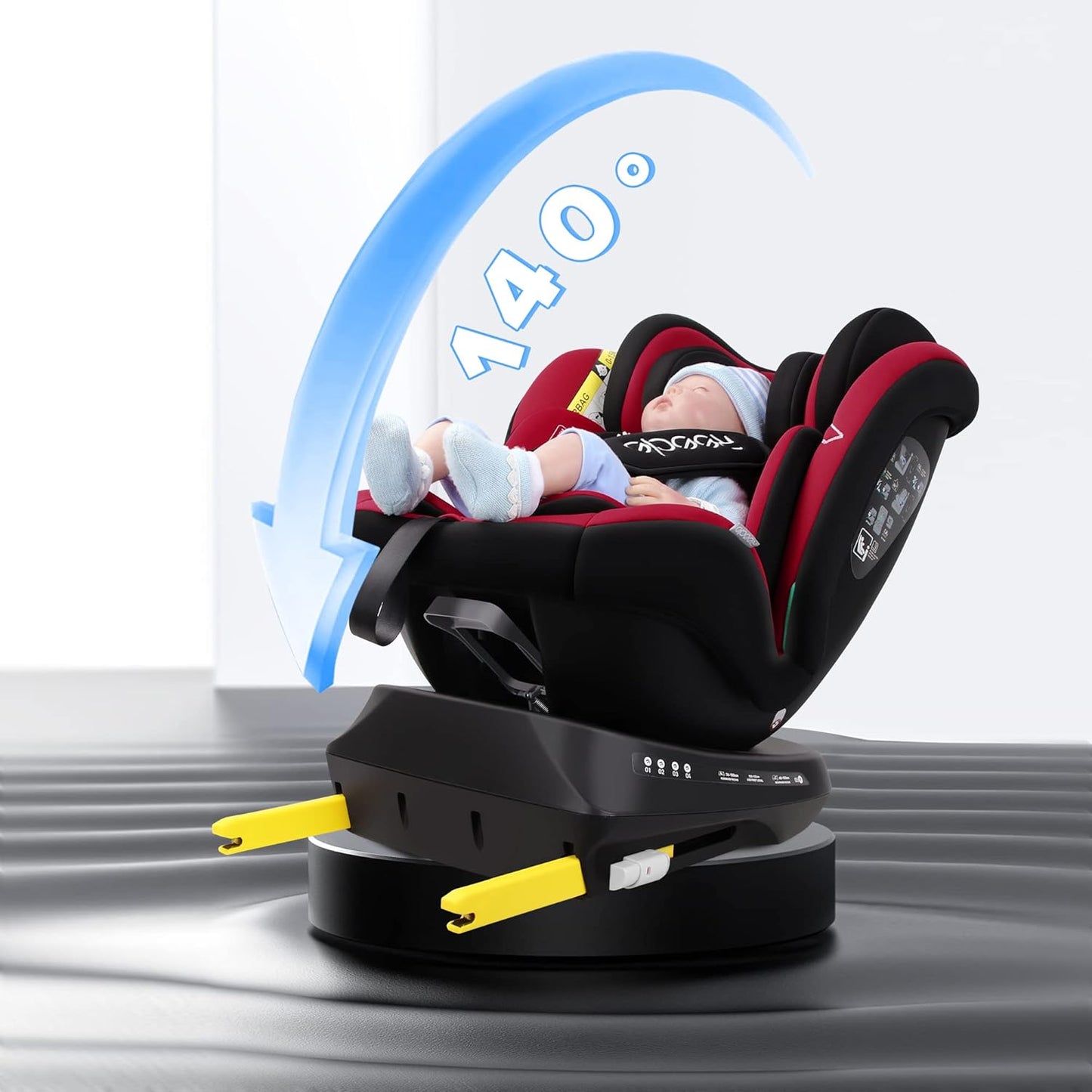 Reecle 360 Drehbar i-Size Kindersitz mit ISOFIX 40-150 cm (0-36 kg) Reboarder, ab Geburt -12 Jahre, ECE R129