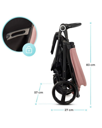 Kinderkraft GRANDE PLUS Kinderkraft buggy von Geburt bis 22 kg, Zusammenklappen mit einer Hand, Liegeposition, großes Verdeck mit Fenster, alle 4 Räder gedämpft, geräumige Sitz, Grau