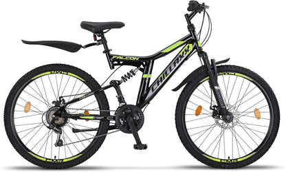 Chillaxx Bike Falcon Premium Mountainbike in 24,26,27.5 und 29 Zoll - Fahrrad für Jungen, Mädchen, Damen und Herren - Scheibenbremse- 21 Gang-Schaltung - Vollfederung