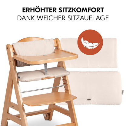 hauck Hochstuhl Beta+ Newborn Set Premium Dark Grey - Babyhochstuhl Set ab Geburt mit Neugeborenen Aufsatz Bouncer, Sitzpolster und Essbrett - Dark Grey