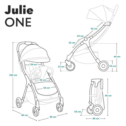 LIONELO Julie One Buggy Kinderwagen bis 22 kg, verstellbare Rückenlehne und Fußstütze, Moskitonetz, Beinwärmer, Getränkehalter und Transporttasche, zusammenklappbar
