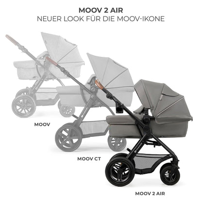 Kinderkraft MOOV2 AIR Kinderwagen 3 in 1 Kinderwagenset bis 26 kg mit Kindersitz I-SIZE 40-75 cm, Buggy Funktion, Liegeposition verstellbar, Große ausziehbare Verdeck, Aufblasbare Räder, Schwarz