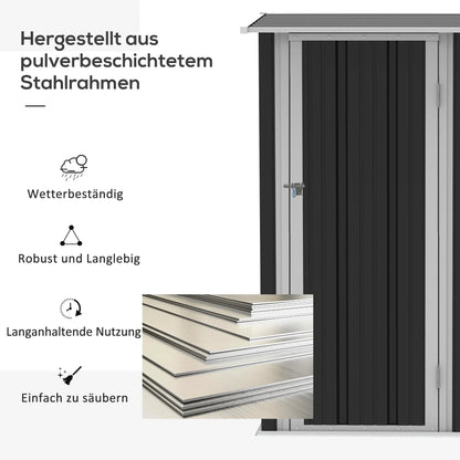 Outsunny Gerätehaus 142×84×189 cm Stahl Dunkelgrau