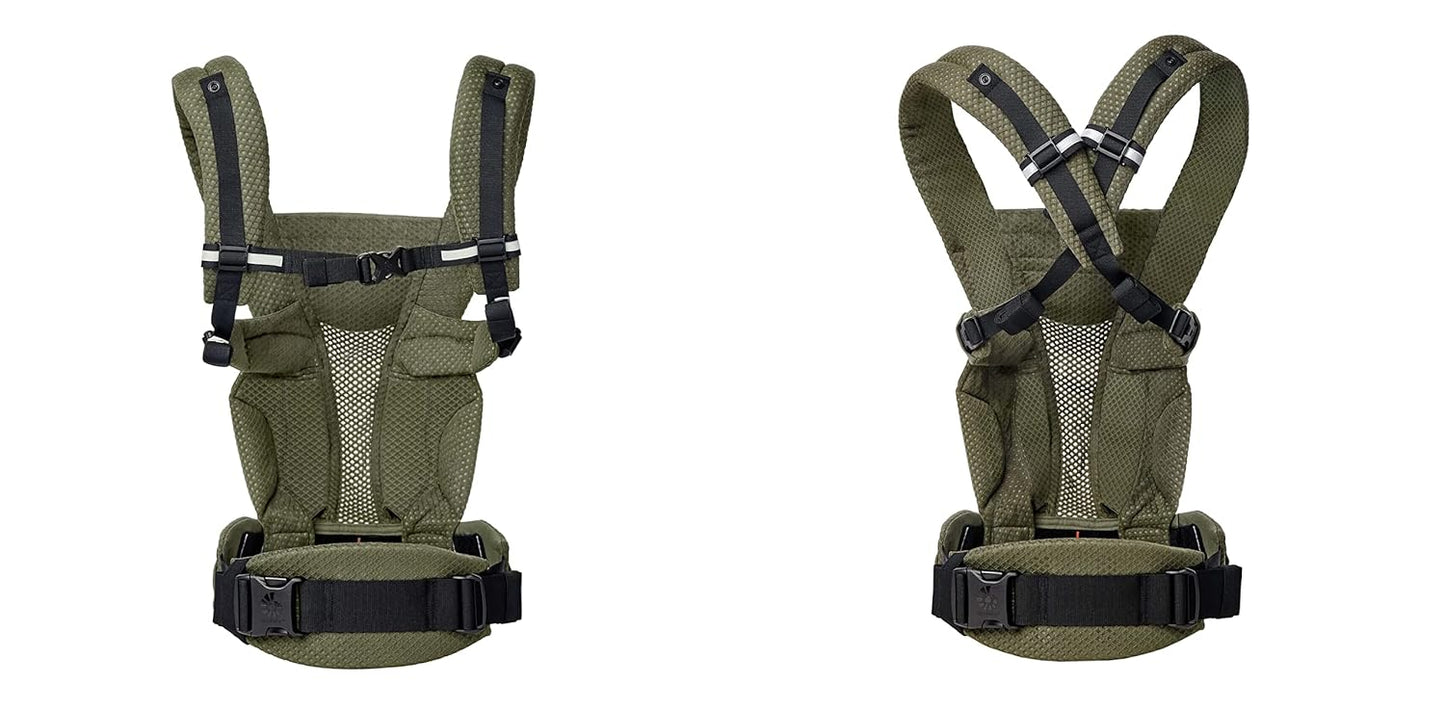 Ergobaby Omni Breeze Babytrage für Neugeborene ab Geburt bis 20kg, 4 Positionen SoftFlex Mesh Ergonomische Babybauchtrage Rückentrage Baby-Tragetasche, Natural Beige